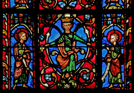 Window w0 depicting a king and two prophets on the Tree of Jesse (stained glass)