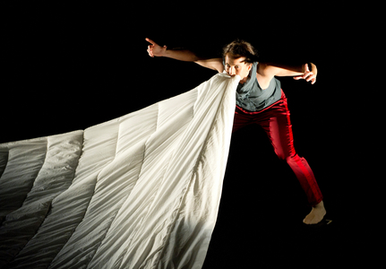 Charlotte Broom in In The Skin I'm In 1 by Didy Veldman from Three & Four Quarters by HeadSpace Dance at Linbury Studio. (photo)