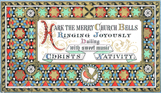 Stars and Patterns, Christmas Card (chromolitho)