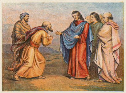 Nathaniel brought to Jesus (colour litho)