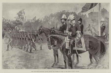 The Volunteer Centenary Review before the Prince of Wales at the Horse Guards' Parade (litho)