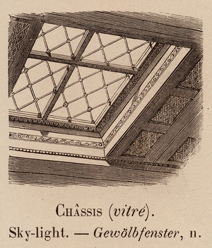 Le Vocabulaire Illustre: Chassis (vitre); Sky-light; Gewolbfenster (engraving)