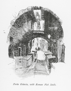 Porta Octavia, with Roman Fish Stalls (litho)