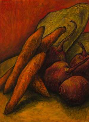 Still life with two stones, 2008 (oil pastel on paper)