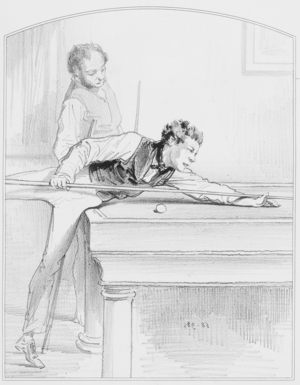 Le billard, Plate 19 from "Les Toquades", 1858