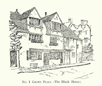 Old Houses, Oxford: No 1 Grove Place, The Black Horse (litho)
