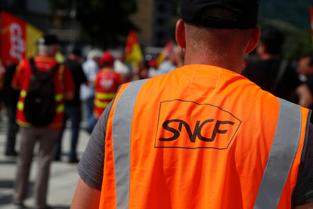 CGT Union Organize A Demonstration Against The Railway System Reform, Le Fayet, France (photo)