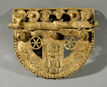 Embossed golden plate with ram heads from Rhodes, Greece Height 6 …