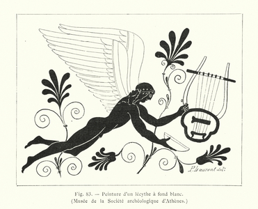 Painting on an ancient Greek lekythos (litho)