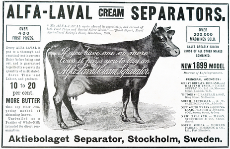 Advert for Alfa-Laval Cream Separators