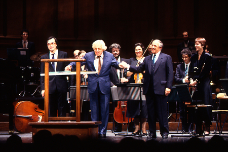György  Ligeti with Pierre Boulez at the Chatelet Theatre with L'Ensemble Intercontemporain and Pierre -Laurent Aimard - nov 1994