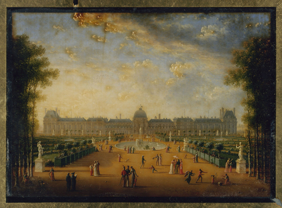 The Tuileries Palace, seen from the gardens, present-day 1st arrondissement, in 1818 (painting)