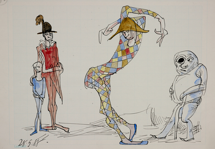 Les Damoiselles D'Avignon 3, 1988 (ink and acrylic on paper)