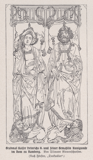 Tomb of the Holy Roman Emperor Henry II and the Empress Cunigunde of Luxembourg, Bamberg Cathedral, Germany (engraving)
