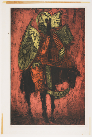 Genghis Khan, 1962 (colour collagraph with screenprint)