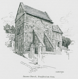 Saxon Church, Bradford on Avon (litho)
