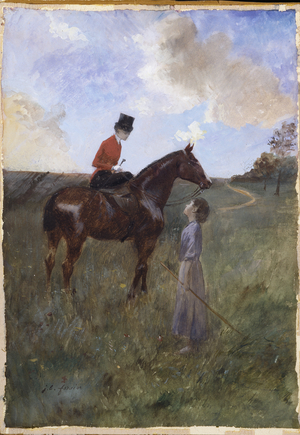 Woman on Horseback and Shepherdess, 1880-86 (opaque paint on paper)