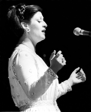 Algerian Singer Warda at The Olympia in Paris on September 11, 1979 (b/w photo)