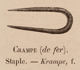 Le Vocabulaire Illustre: Crampe (de fer); Staple; Krampe (engraving)
