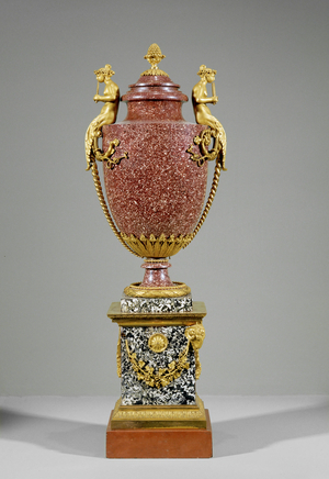 Vase, porphyry, red, black and white marble ...