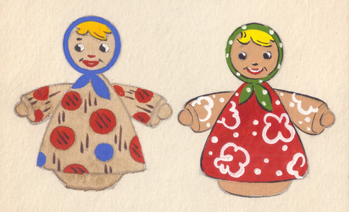 Design sketch for matryoshka, 1978 (gouache on paper)