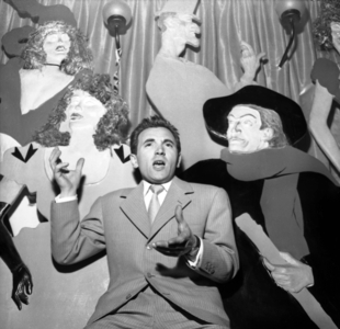 Charles Aznavour at the Moulin Rouge, 1955 (b/w photo)