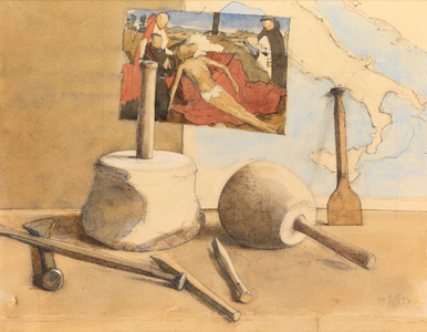 Study for the cover of The Island by Gustav Herling, 1992 (w/c and ink)