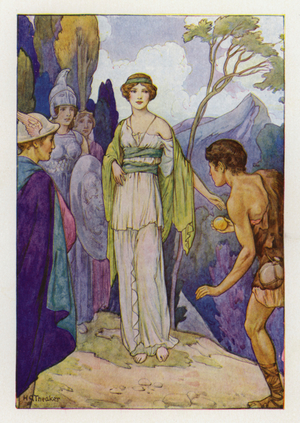 The Judgement of Paris (colour litho)