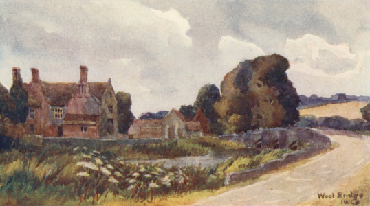 Manor House, Wool Bridge (colour litho)