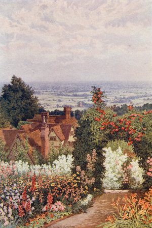 The Weald from the Doctor's Garden, Sutton Valence (colour litho)