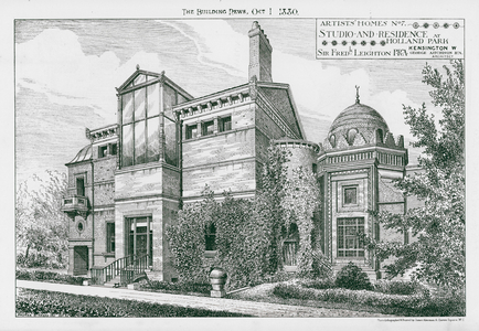 Artists' Homes No 7, Studio and Residence at Holland Park, Kensington, W, Sir Fredk Leighton, PRA (litho)