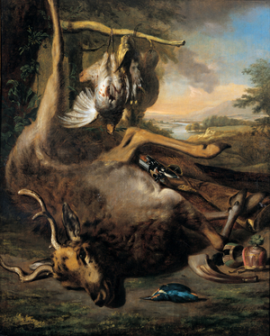 Hunting still life with dead game, 1706 (oil on canvas)