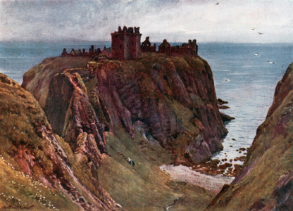 Dunnottar Castle, Kincardineshire (colour litho)
