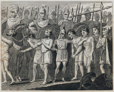 Samnites causing the Romans to pass under the yoke (engraving)