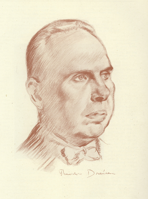 Theodore Dreiser, American novelist (litho)