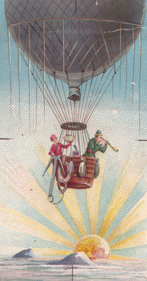 Hot air balloon, 1900s (colour litho)