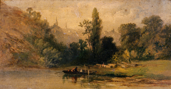 Dinan from the River, c.1800 (oil on board)