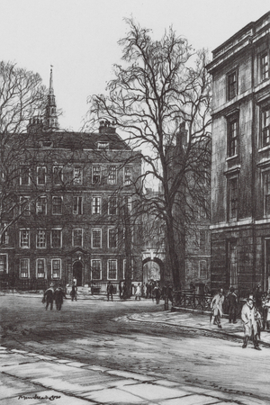 London: King's Bench Walk, Temple (colour litho)