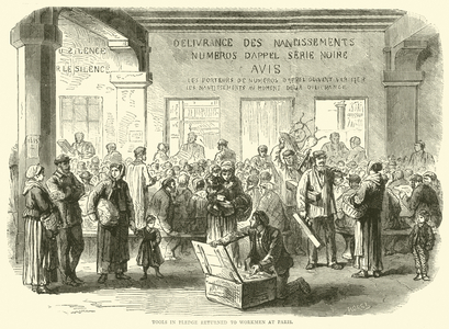 Tools in Pledge returned to workmen at Paris, December 1870 (engraving)