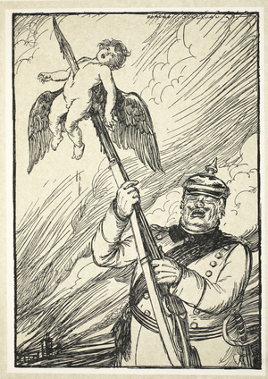 The Gentle German, illustration from The Kaiser's Garland by Edmund J. Sullivan, pub. 1916 (litho)