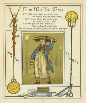 The Muffin Man (colour litho)