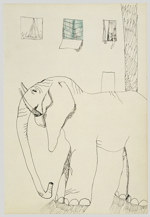 Elephant in Town, 1940 (ink on paper)