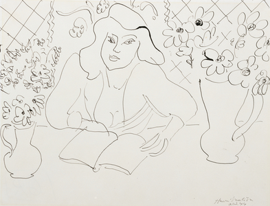 Model with a Book, 1944 (ink on wove paper)
