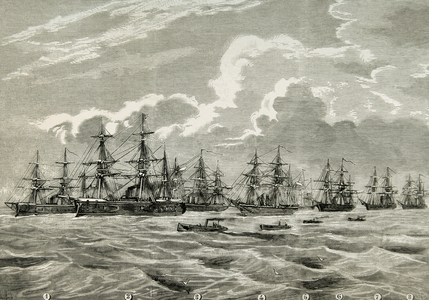 War of the Pacific.1879-1883. Conflict between Chile and Peru and Bolivia, Chilean navy (engraving)