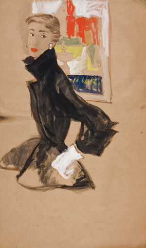 The Fitted Jacket, c.1955 (gouache, ink & fibre-tip pen on tan paper)