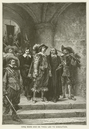 Cinq Mars and De Thou led to execution (engraving)