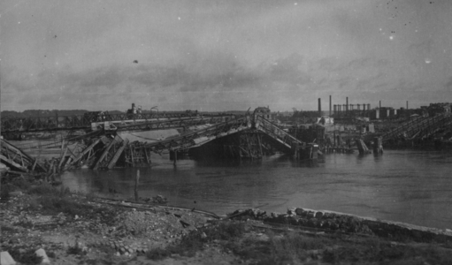 A Collapsed Bridge, 1942 (b/w photo)