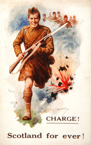 'Charge! Scotland for ever!', 1914-18 (colour litho)