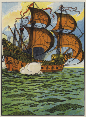 Ships of the Spanish Armada (colour litho)