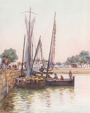 Fishing Boats, Concarneau (colour litho)